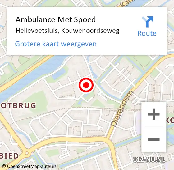 Locatie op kaart van de 112 melding: Ambulance Met Spoed Naar Hellevoetsluis, Kouwenoordseweg op 17 december 2024 20:53