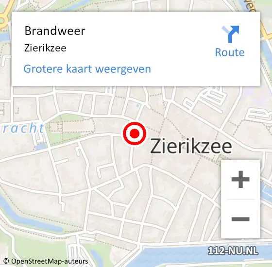 Locatie op kaart van de 112 melding: Brandweer Zierikzee op 17 december 2024 20:59