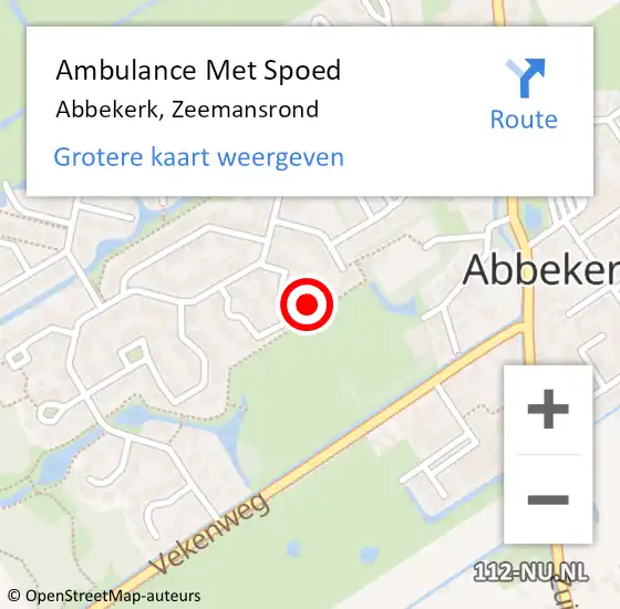 Locatie op kaart van de 112 melding: Ambulance Met Spoed Naar Abbekerk, Zeemansrond op 17 december 2024 21:01