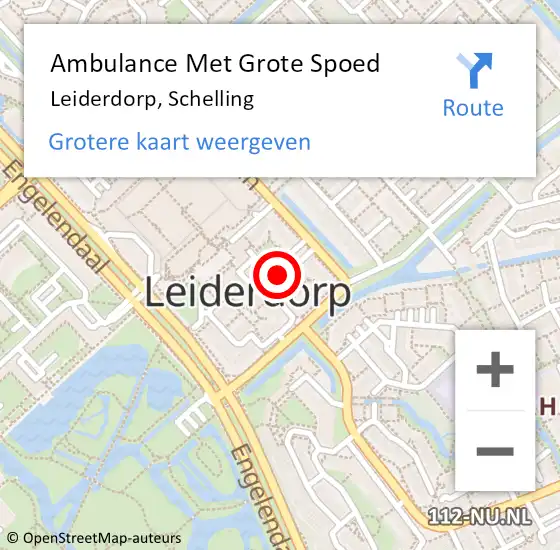 Locatie op kaart van de 112 melding: Ambulance Met Grote Spoed Naar Leiderdorp, Schelling op 17 december 2024 21:04