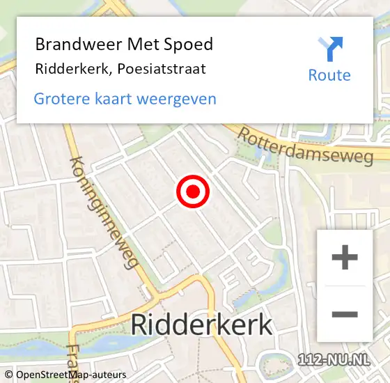 Locatie op kaart van de 112 melding: Brandweer Met Spoed Naar Ridderkerk, Poesiatstraat op 17 december 2024 21:15