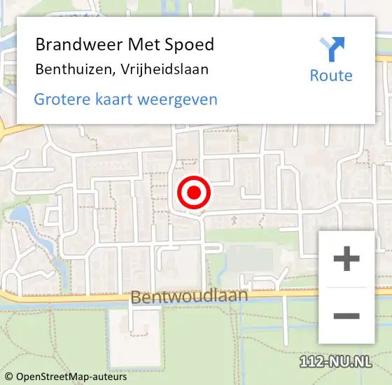 Locatie op kaart van de 112 melding: Brandweer Met Spoed Naar Benthuizen, Vrijheidslaan op 17 december 2024 21:31