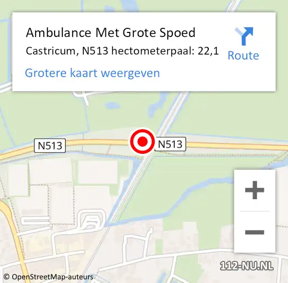 Locatie op kaart van de 112 melding: Ambulance Met Grote Spoed Naar Castricum, N513 hectometerpaal: 22,1 op 17 december 2024 21:49