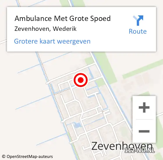 Locatie op kaart van de 112 melding: Ambulance Met Grote Spoed Naar Zevenhoven, Wederik op 17 december 2024 21:50