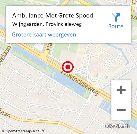 Locatie op kaart van de 112 melding: Ambulance Met Grote Spoed Naar Wijngaarden, Provincialeweg op 30 oktober 2014 18:11