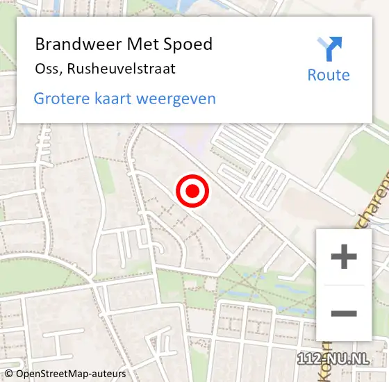 Locatie op kaart van de 112 melding: Brandweer Met Spoed Naar Oss, Rusheuvelstraat op 17 december 2024 22:00