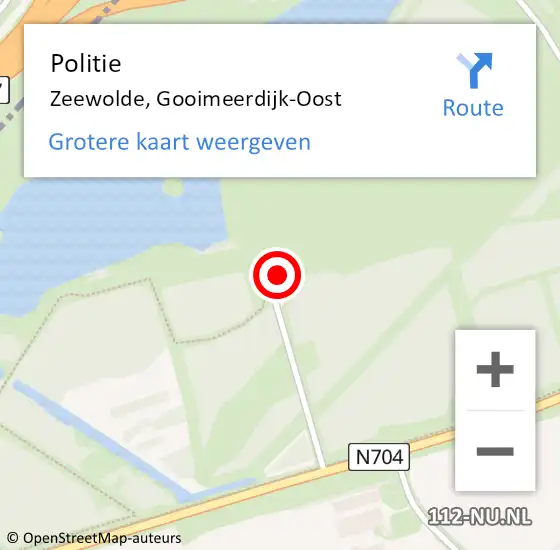 Locatie op kaart van de 112 melding: Politie Zeewolde, Gooimeerdijk-Oost op 17 december 2024 22:59