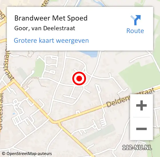 Locatie op kaart van de 112 melding: Brandweer Met Spoed Naar Goor, van Deelestraat op 17 december 2024 23:06