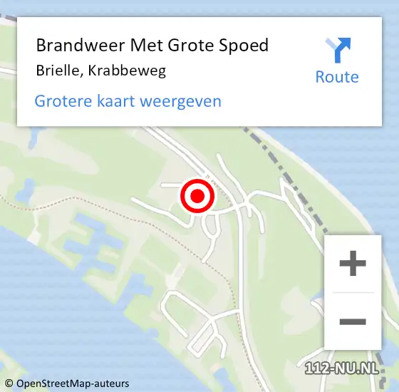 Locatie op kaart van de 112 melding: Brandweer Met Grote Spoed Naar Brielle, Krabbeweg op 17 december 2024 23:32