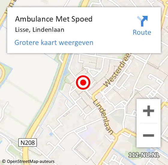 Locatie op kaart van de 112 melding: Ambulance Met Spoed Naar Lisse, Lindenlaan op 17 december 2024 23:43