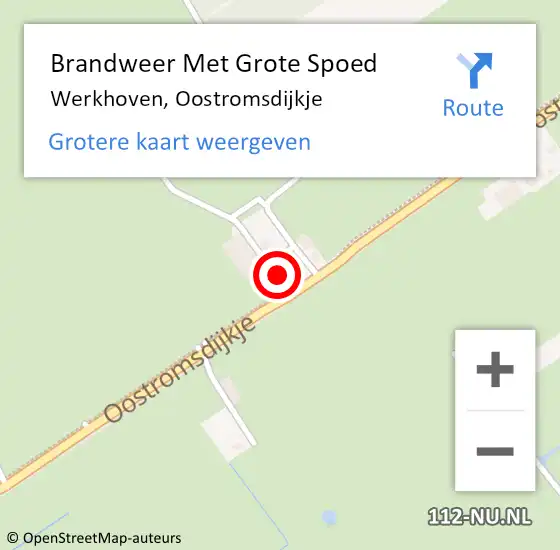 Locatie op kaart van de 112 melding: Brandweer Met Grote Spoed Naar Werkhoven, Oostromsdijkje op 17 december 2024 23:55