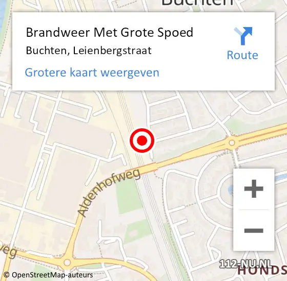 Locatie op kaart van de 112 melding: Brandweer Met Grote Spoed Naar Buchten, Leienbergstraat op 18 december 2024 00:41