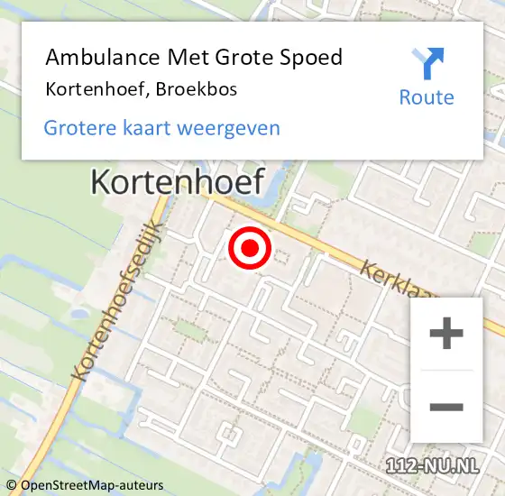 Locatie op kaart van de 112 melding: Ambulance Met Grote Spoed Naar Kortenhoef, Broekbos op 30 oktober 2014 18:20