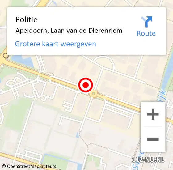 Locatie op kaart van de 112 melding: Politie Apeldoorn, Laan van de Dierenriem op 18 december 2024 01:45