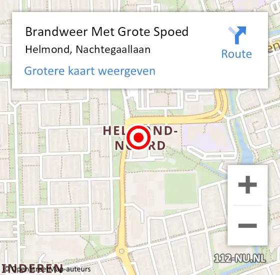 Locatie op kaart van de 112 melding: Brandweer Met Grote Spoed Naar Helmond, Nachtegaallaan op 18 december 2024 02:01