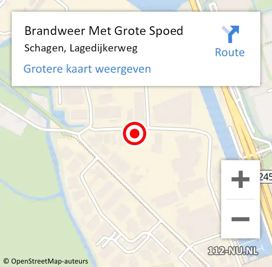 Locatie op kaart van de 112 melding: Brandweer Met Grote Spoed Naar Schagen, Lagedijkerweg op 18 december 2024 02:09