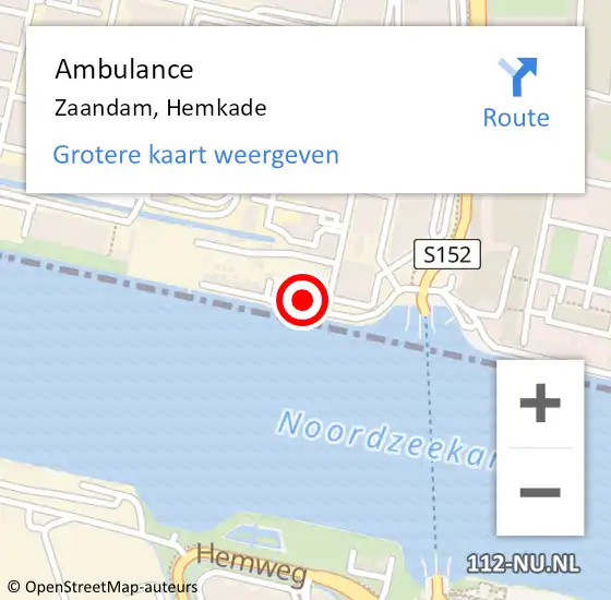 Locatie op kaart van de 112 melding: Ambulance Zaandam, Hemkade op 18 december 2024 02:25