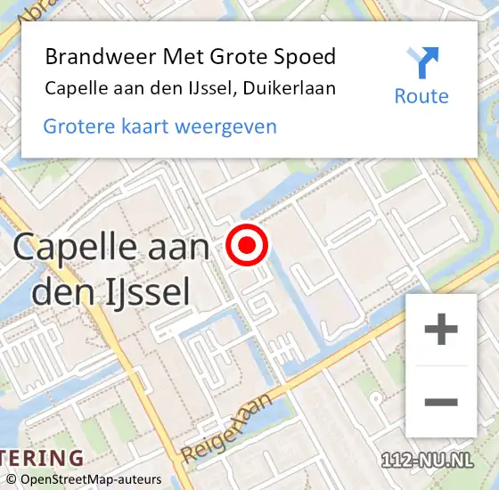 Locatie op kaart van de 112 melding: Brandweer Met Grote Spoed Naar Capelle aan den IJssel, Duikerlaan op 18 december 2024 03:32