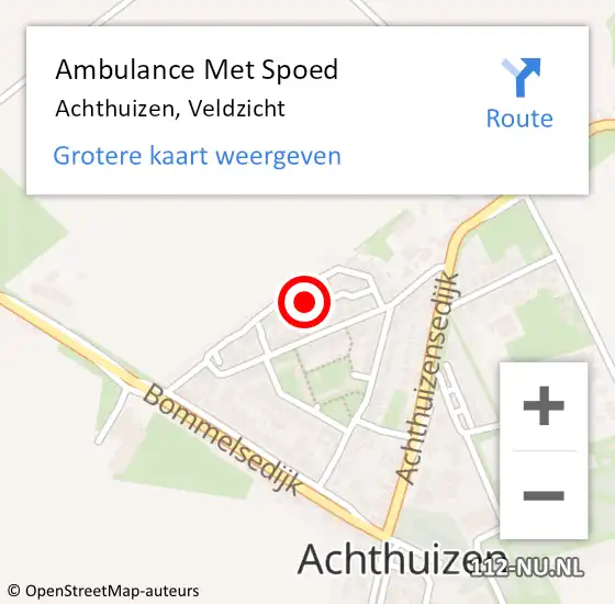 Locatie op kaart van de 112 melding: Ambulance Met Spoed Naar Achthuizen, Veldzicht op 18 december 2024 04:23