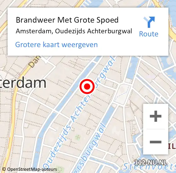 Locatie op kaart van de 112 melding: Brandweer Met Grote Spoed Naar Amsterdam, Oudezijds Achterburgwal op 18 december 2024 05:31