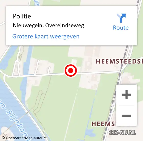 Locatie op kaart van de 112 melding: Politie Nieuwegein, Overeindseweg op 18 december 2024 06:03