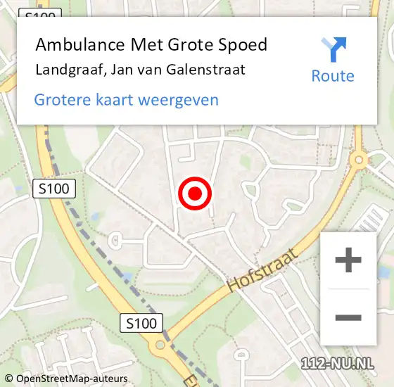 Locatie op kaart van de 112 melding: Ambulance Met Grote Spoed Naar Landgraaf, Jan van Galenstraat op 30 oktober 2014 18:35