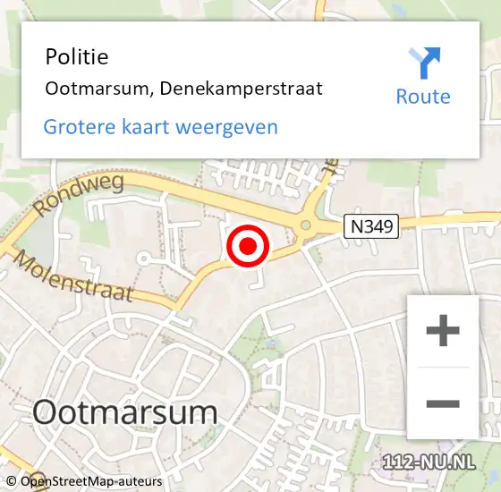 Locatie op kaart van de 112 melding: Politie Ootmarsum, Denekamperstraat op 18 december 2024 07:24