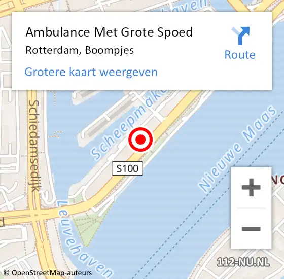 Locatie op kaart van de 112 melding: Ambulance Met Grote Spoed Naar Rotterdam, Boompjes op 18 december 2024 07:27