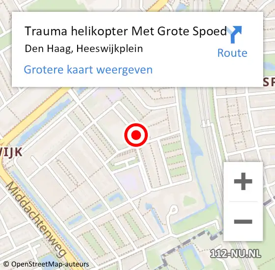 Locatie op kaart van de 112 melding: Trauma helikopter Met Grote Spoed Naar Den Haag, Heeswijkplein op 18 december 2024 07:47