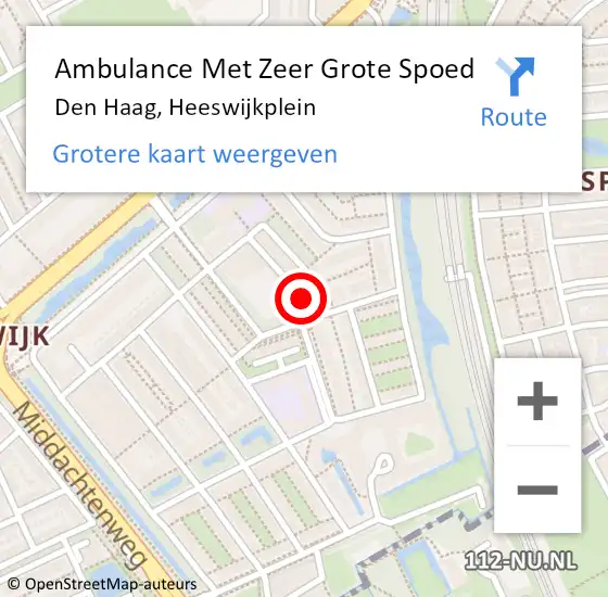 Locatie op kaart van de 112 melding: Ambulance Met Zeer Grote Spoed Naar Den Haag, Heeswijkplein op 18 december 2024 07:47