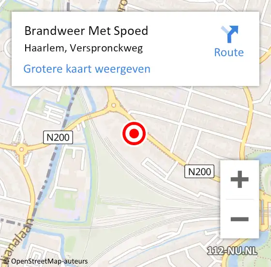 Locatie op kaart van de 112 melding: Brandweer Met Spoed Naar Haarlem, Verspronckweg op 18 december 2024 07:48