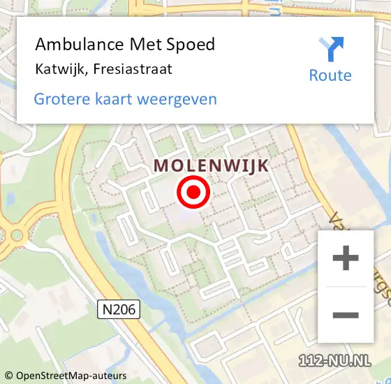 Locatie op kaart van de 112 melding: Ambulance Met Spoed Naar Katwijk, Fresiastraat op 18 december 2024 07:52