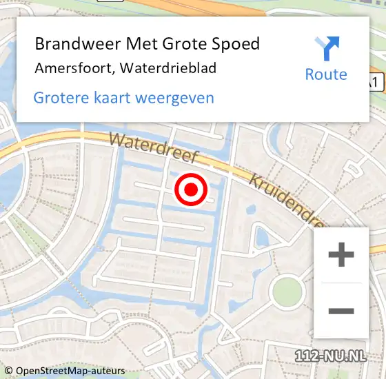 Locatie op kaart van de 112 melding: Brandweer Met Grote Spoed Naar Amersfoort, Waterdrieblad op 18 december 2024 07:59