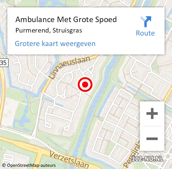 Locatie op kaart van de 112 melding: Ambulance Met Grote Spoed Naar Purmerend, Struisgras op 18 december 2024 08:05