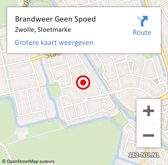 Locatie op kaart van de 112 melding: Brandweer Geen Spoed Naar Zwolle, Sloetmarke op 18 december 2024 08:18