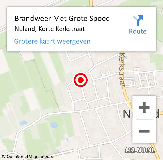 Locatie op kaart van de 112 melding: Brandweer Met Grote Spoed Naar Nuland, Korte Kerkstraat op 18 december 2024 08:29