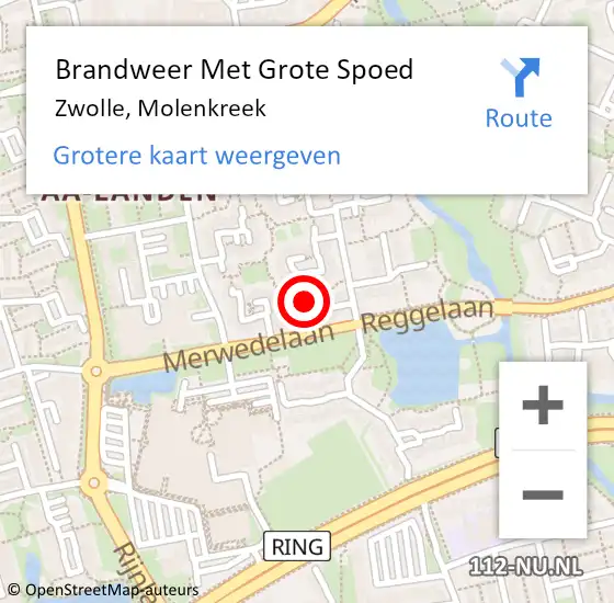 Locatie op kaart van de 112 melding: Brandweer Met Grote Spoed Naar Zwolle, Molenkreek op 18 december 2024 08:33