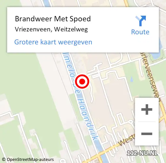 Locatie op kaart van de 112 melding: Brandweer Met Spoed Naar Vriezenveen, Weitzelweg op 18 december 2024 08:43