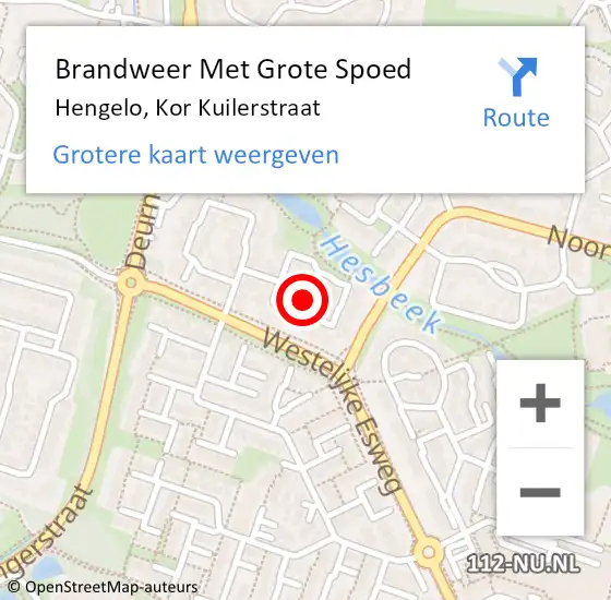 Locatie op kaart van de 112 melding: Brandweer Met Grote Spoed Naar Hengelo, Kor Kuilerstraat op 18 december 2024 08:54