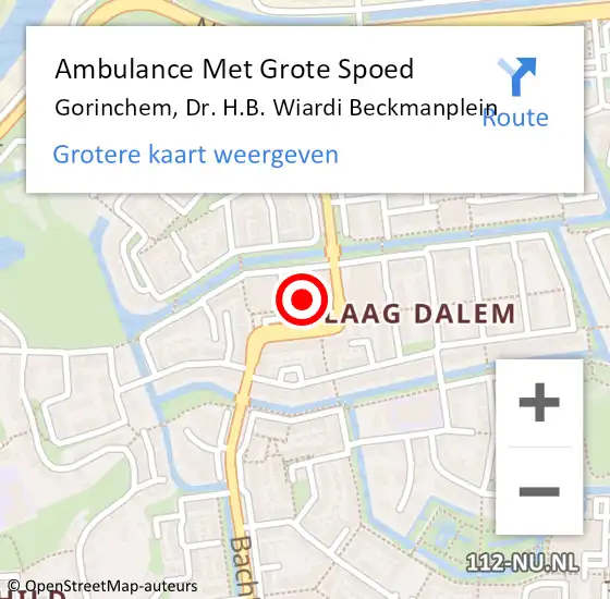 Locatie op kaart van de 112 melding: Ambulance Met Grote Spoed Naar Gorinchem, Dr. H.B. Wiardi Beckmanplein op 18 december 2024 09:15