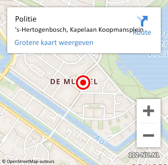 Locatie op kaart van de 112 melding: Politie 's-Hertogenbosch, Kapelaan Koopmansplein op 18 december 2024 09:33