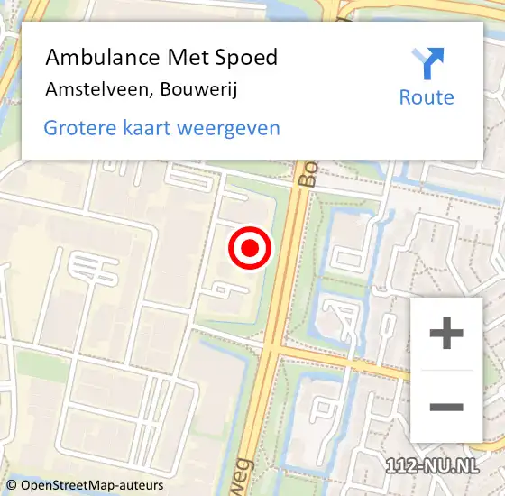 Locatie op kaart van de 112 melding: Ambulance Met Spoed Naar Amstelveen, Bouwerij op 18 december 2024 09:34