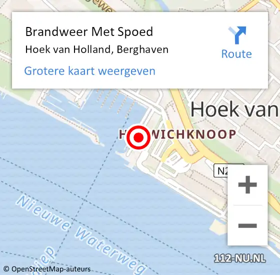 Locatie op kaart van de 112 melding: Brandweer Met Spoed Naar Hoek van Holland, Berghaven op 18 december 2024 09:49