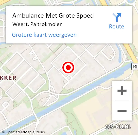 Locatie op kaart van de 112 melding: Ambulance Met Grote Spoed Naar Weert, Paltrokmolen op 18 december 2024 09:52