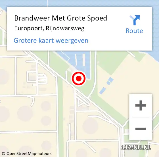 Locatie op kaart van de 112 melding: Brandweer Met Grote Spoed Naar Europoort, Rijndwarsweg op 18 december 2024 09:55