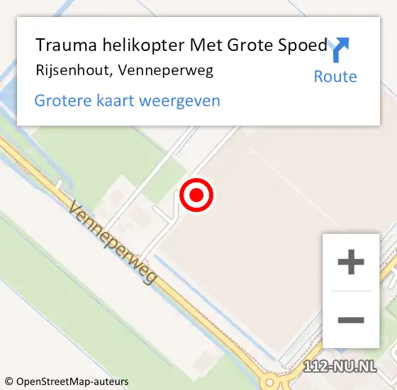 Locatie op kaart van de 112 melding: Trauma helikopter Met Grote Spoed Naar Rijsenhout, Venneperweg op 18 december 2024 09:56