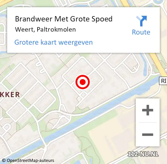 Locatie op kaart van de 112 melding: Brandweer Met Grote Spoed Naar Weert, Paltrokmolen op 18 december 2024 10:06