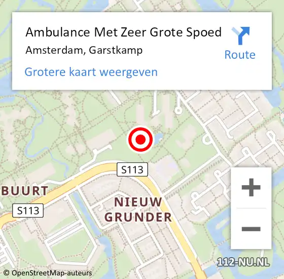 Locatie op kaart van de 112 melding: Ambulance Met Zeer Grote Spoed Naar Amsterdam, Garstkamp op 18 december 2024 10:23