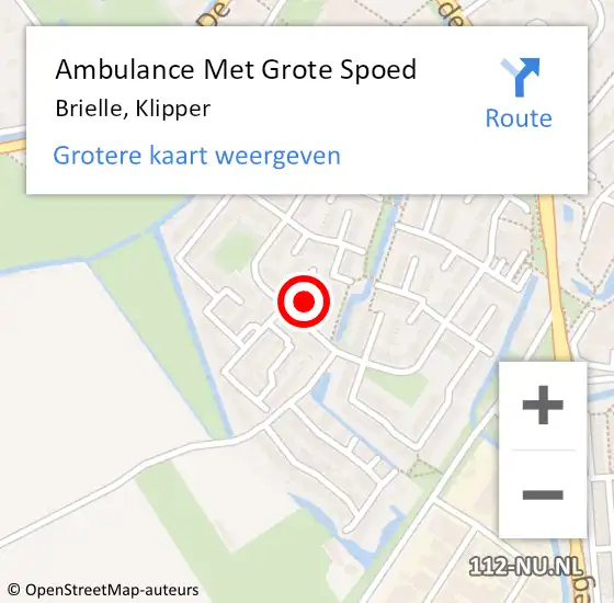 Locatie op kaart van de 112 melding: Ambulance Met Grote Spoed Naar Brielle, Klipper op 18 december 2024 10:29