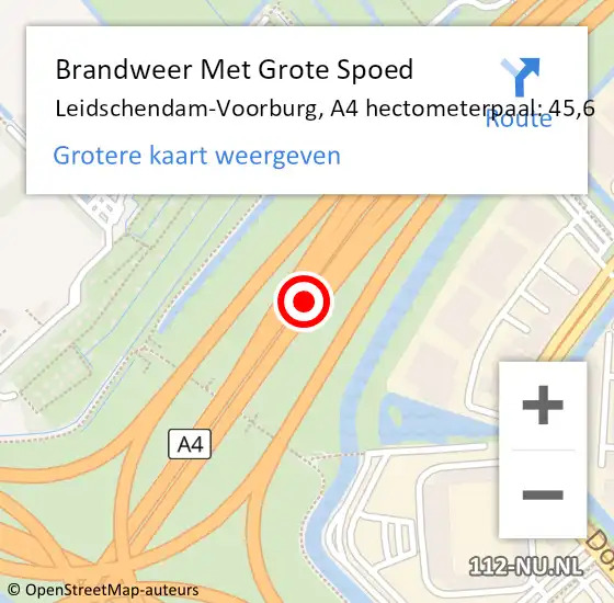 Locatie op kaart van de 112 melding: Brandweer Met Grote Spoed Naar Leidschendam-Voorburg, A4 hectometerpaal: 45,6 op 18 december 2024 10:34